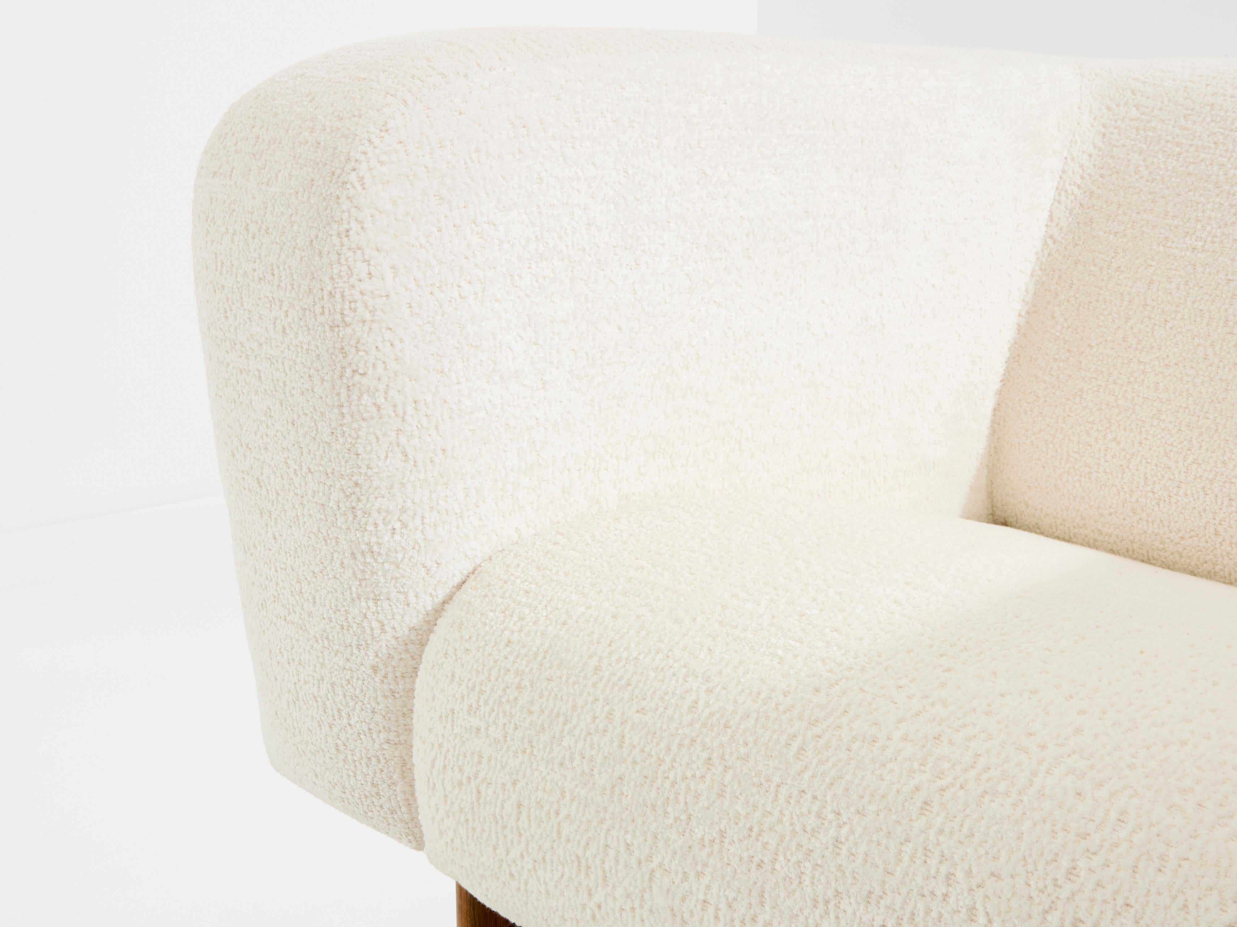 Pair of brutalist Italian armchairs walnut and chenille velvet 1960s For Sale 2