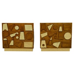 Pair of Brutalist Italian Ash Tree and Brass Chest of Drawers Pair of Brutalist Italian Ash Tree and Brass Chest of Drawers