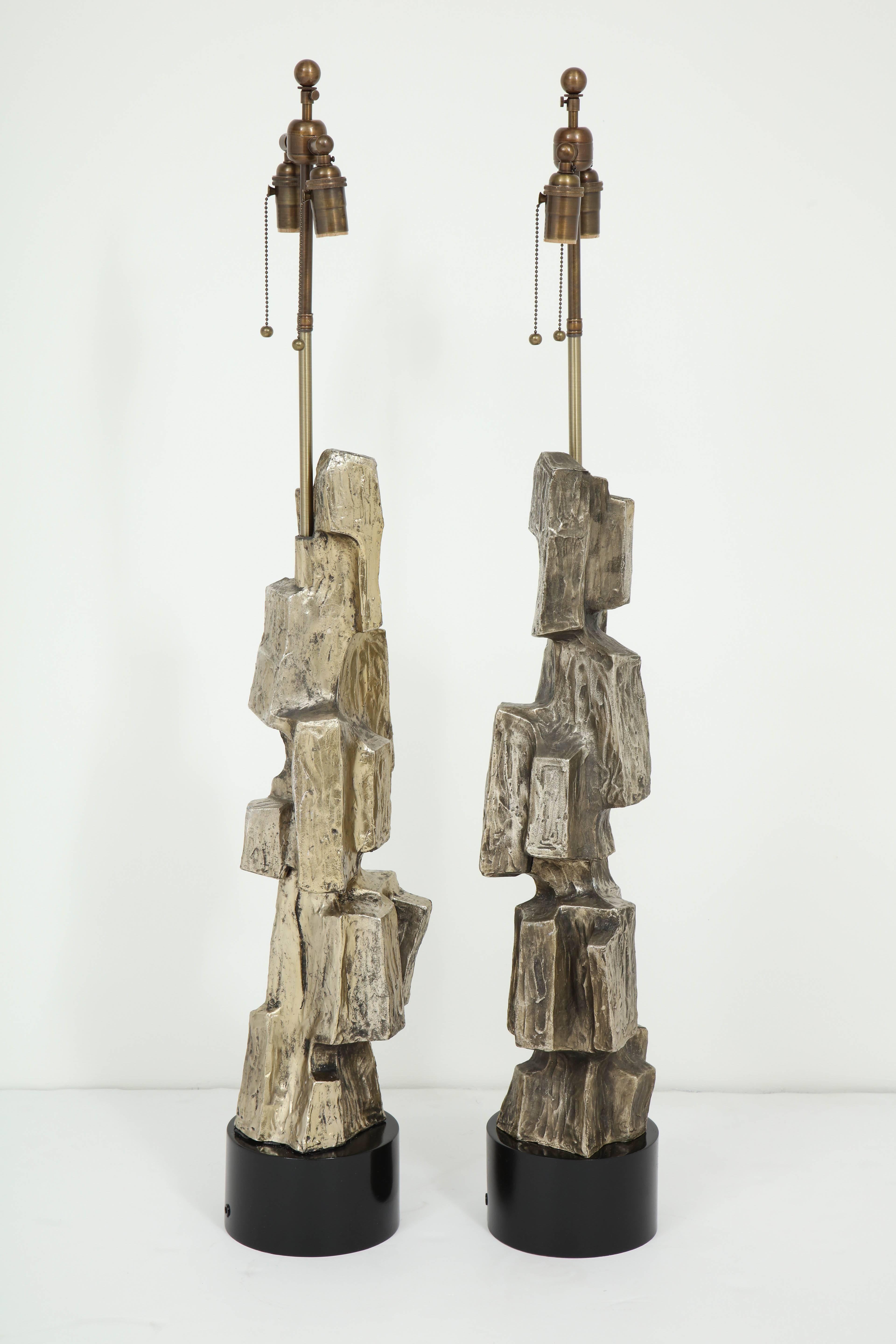 Pair of Brutalist Lamps by Maurizio Tempestini 4