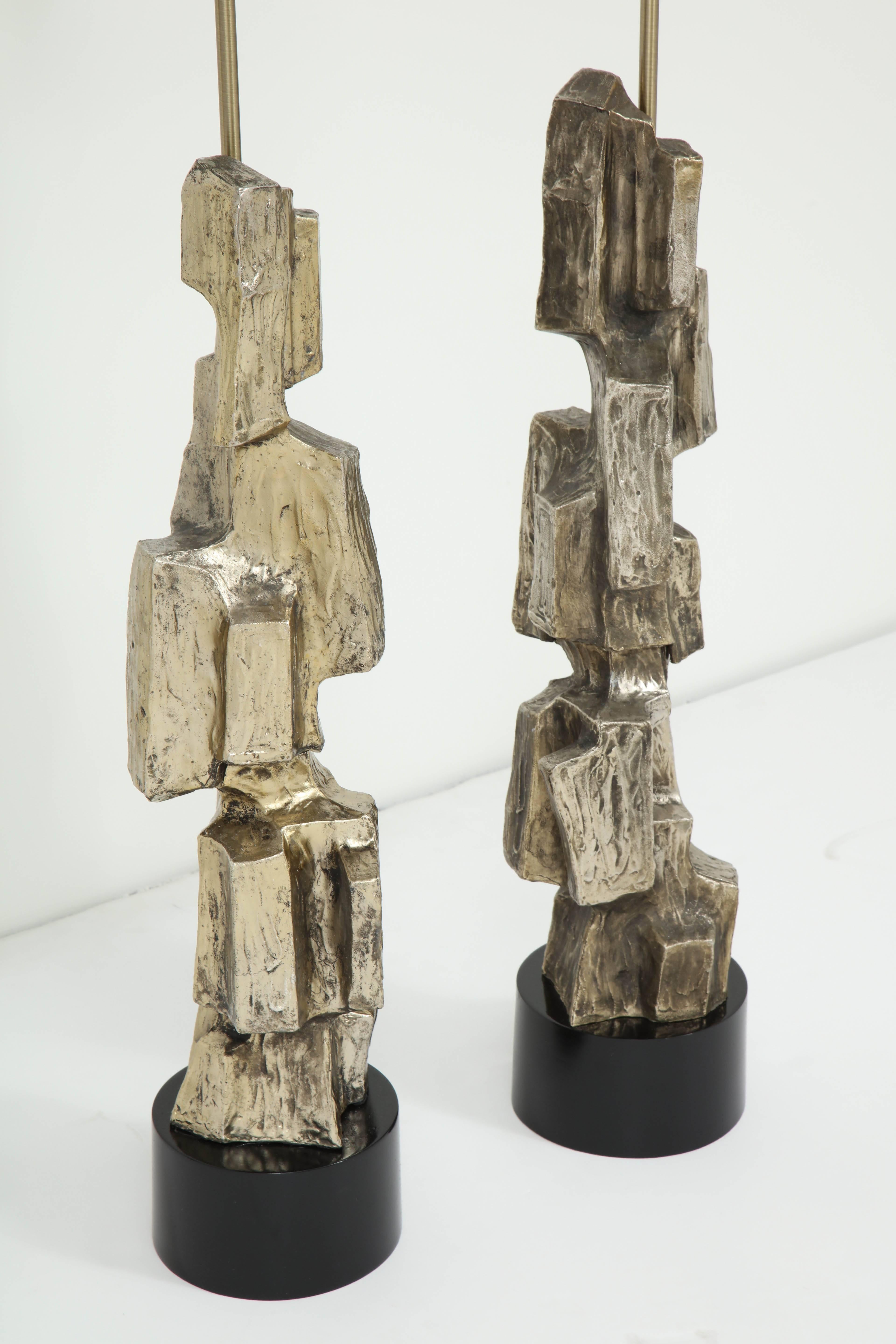 American Pair of Brutalist Lamps by Maurizio Tempestini