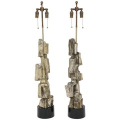 Pair of Brutalist Lamps by Maurizio Tempestini