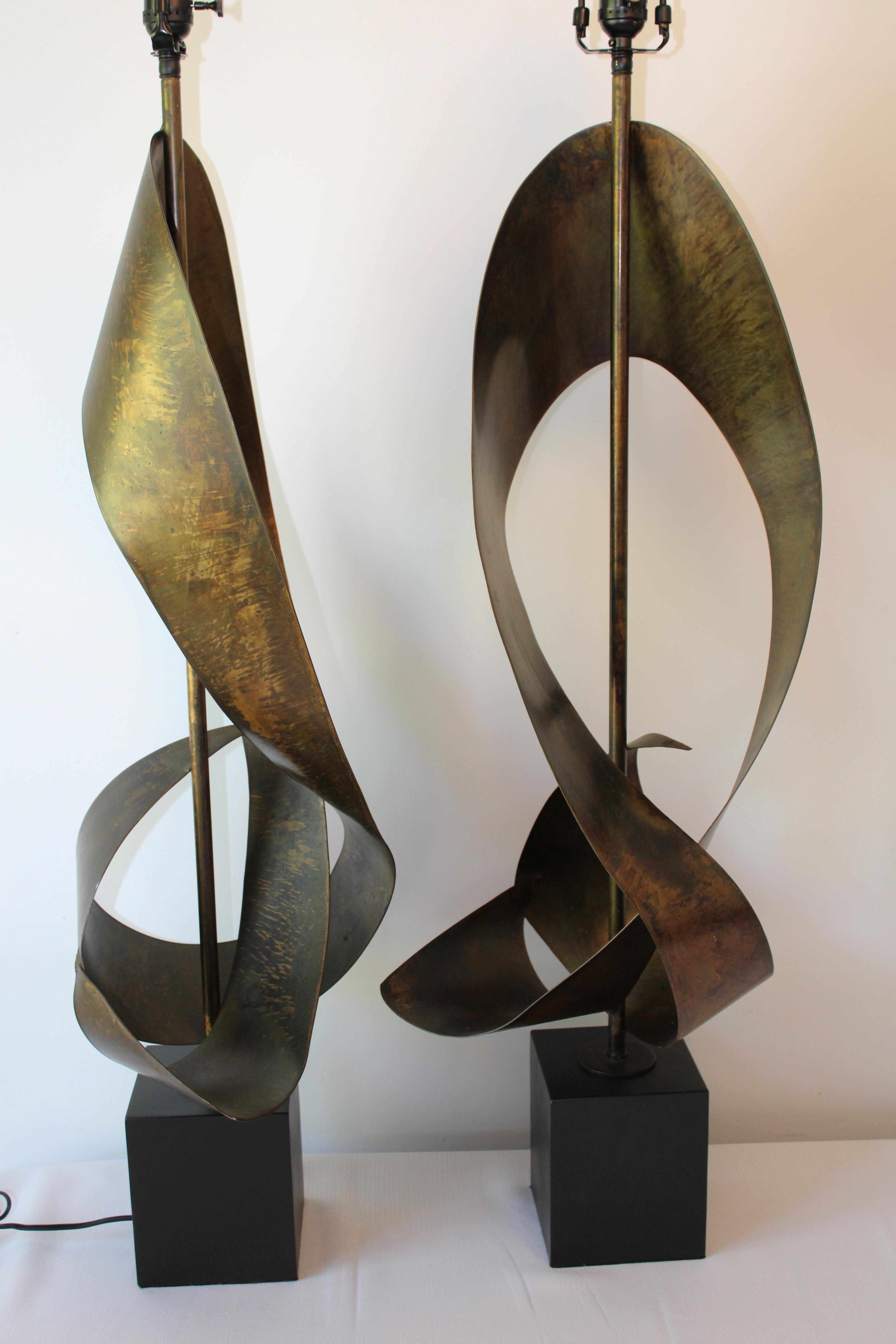Mid-Century Modern Pair of Brutalist Lamps by Richard Barr and Harold Weiss for the Laurel Lamp Co