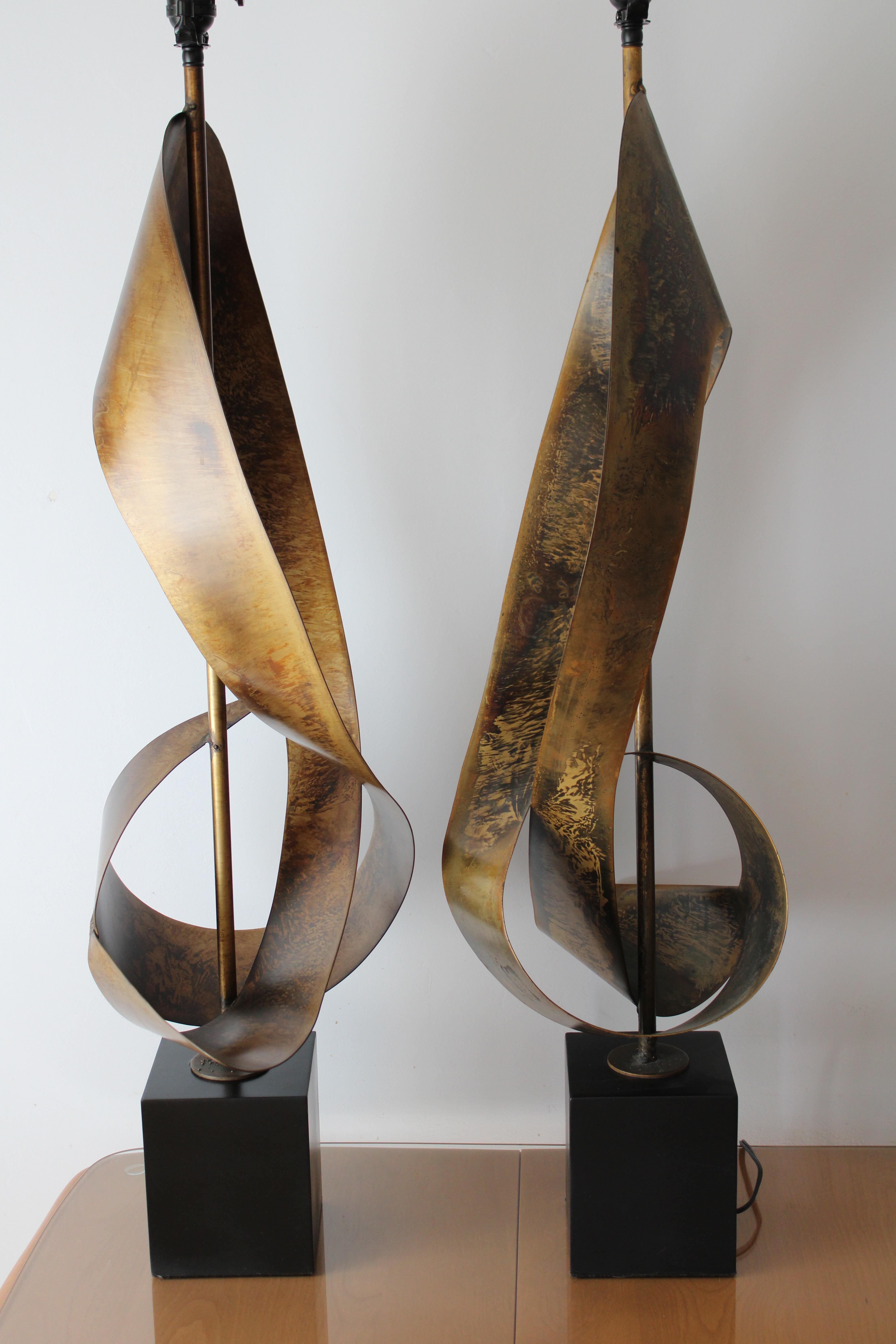 American Pair of Brutalist Lamps by Richard Barr and Harold Weiss for the Laurel Lamp Co For Sale