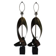 Pair of Brutalist Lamps by Richard Barr and Harold Weiss for the Laurel Lamp Co