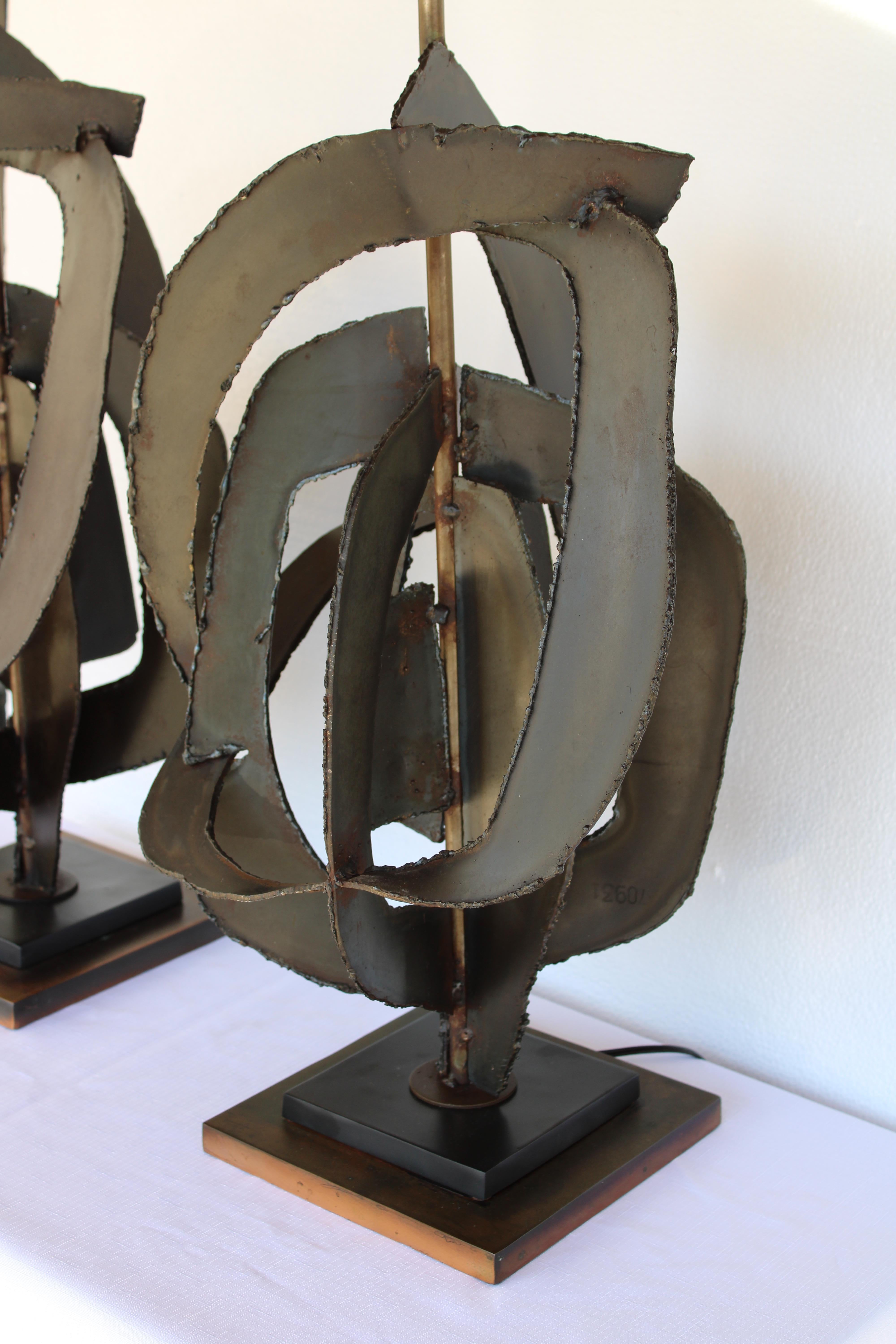 American Pair of Brutalist Lamps by Richard Barr for the Laurel Lamp Co.