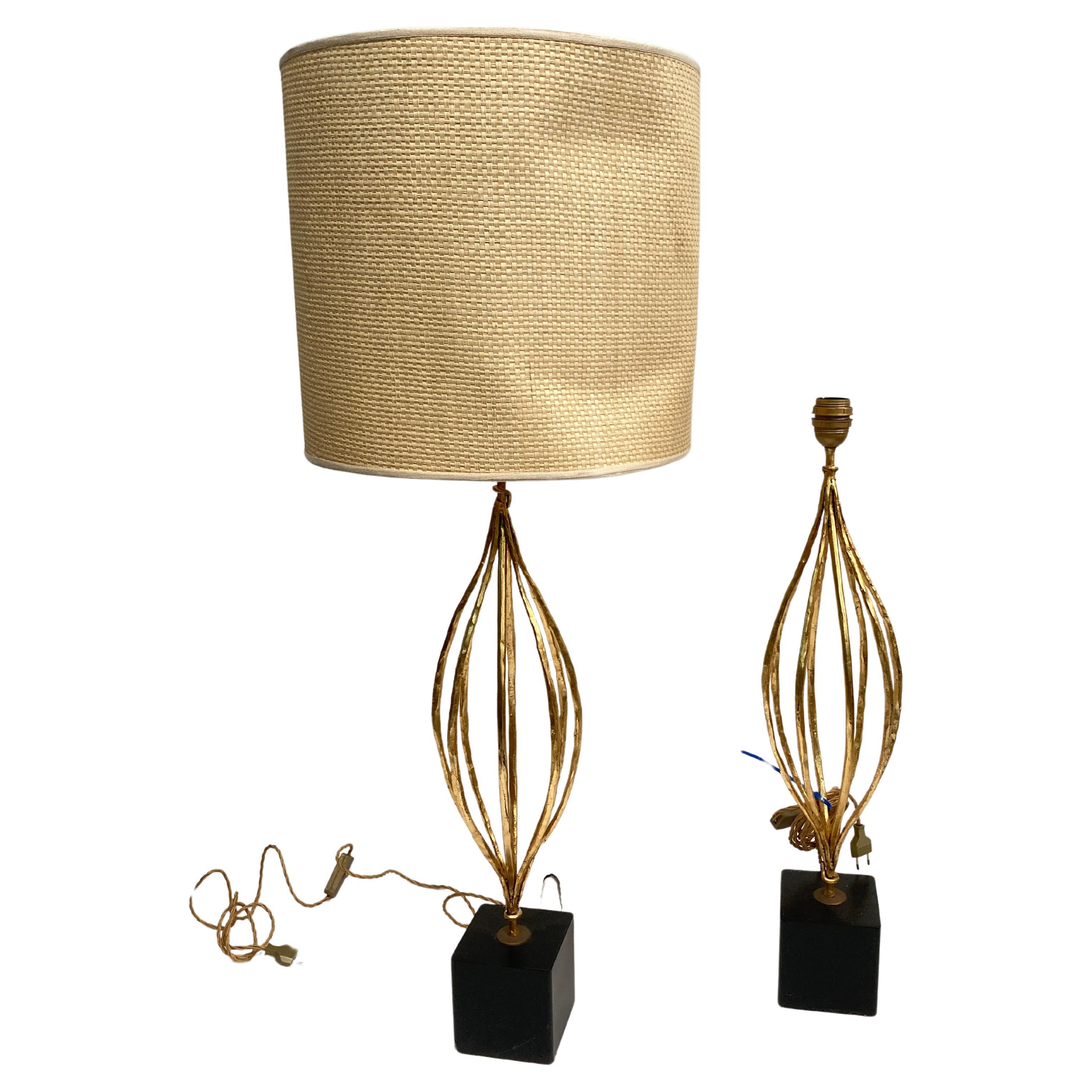 Pair  of brutalist lamps For Sale