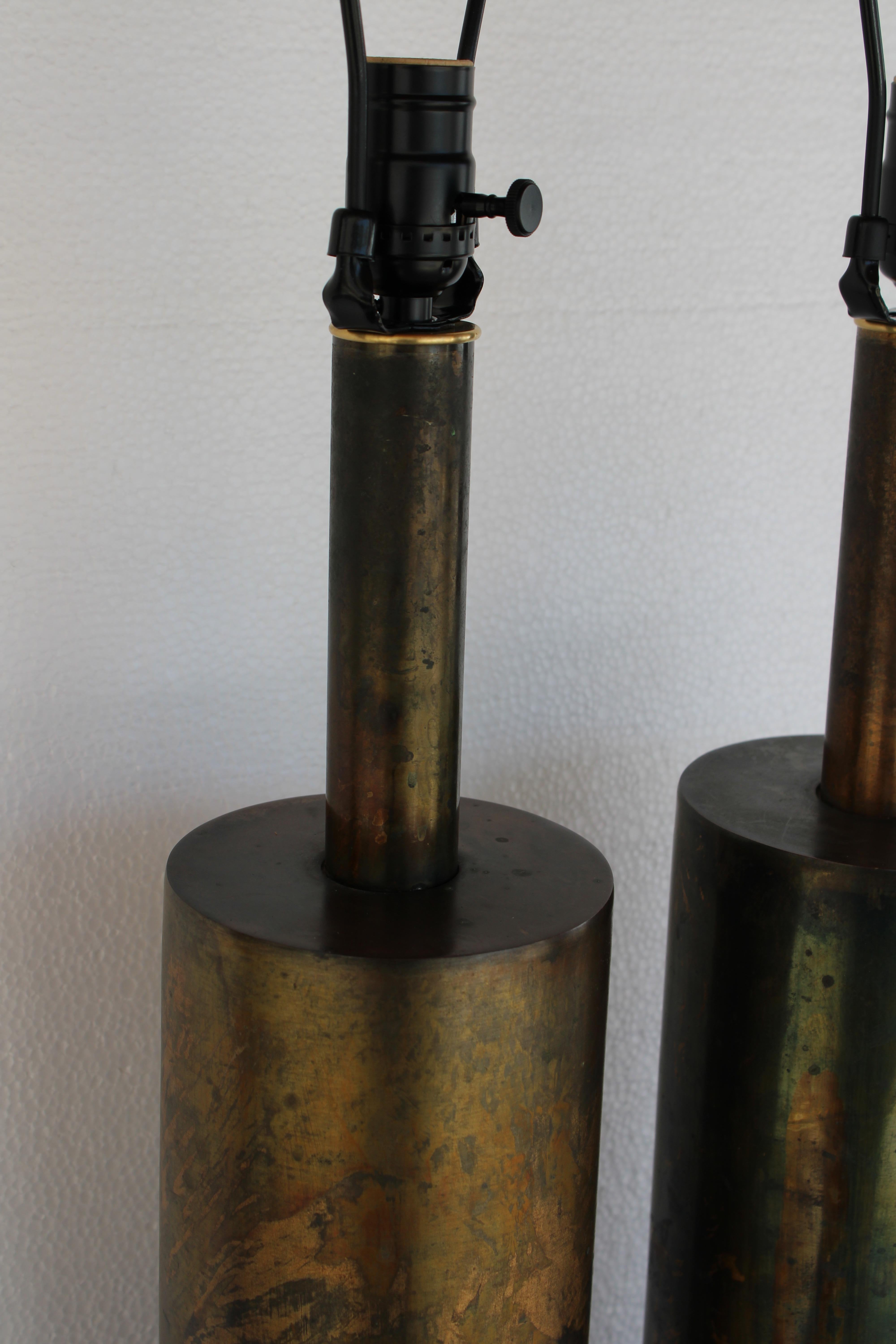 Mid-Century Modern Pair of Brutalist Lamps for the Laurel Lamp Company, Newark, N.J.