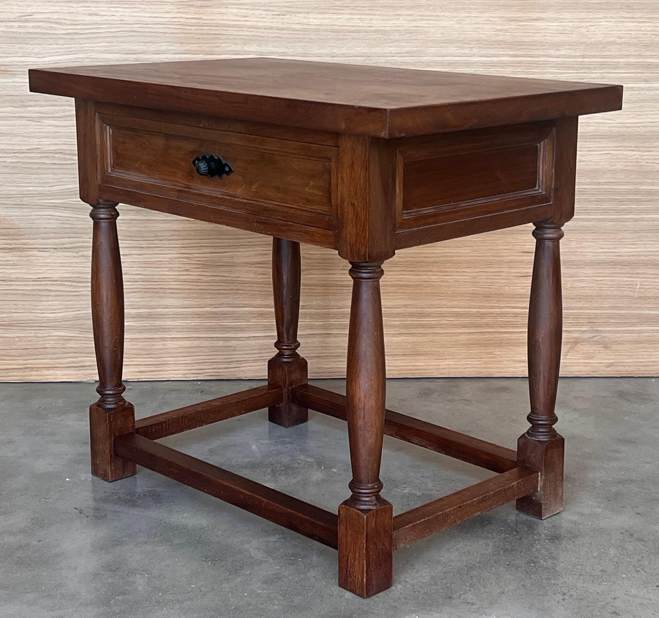 Pair of Brutalist Large Spanish Nightstands or Low Console Tables with Drawer 2