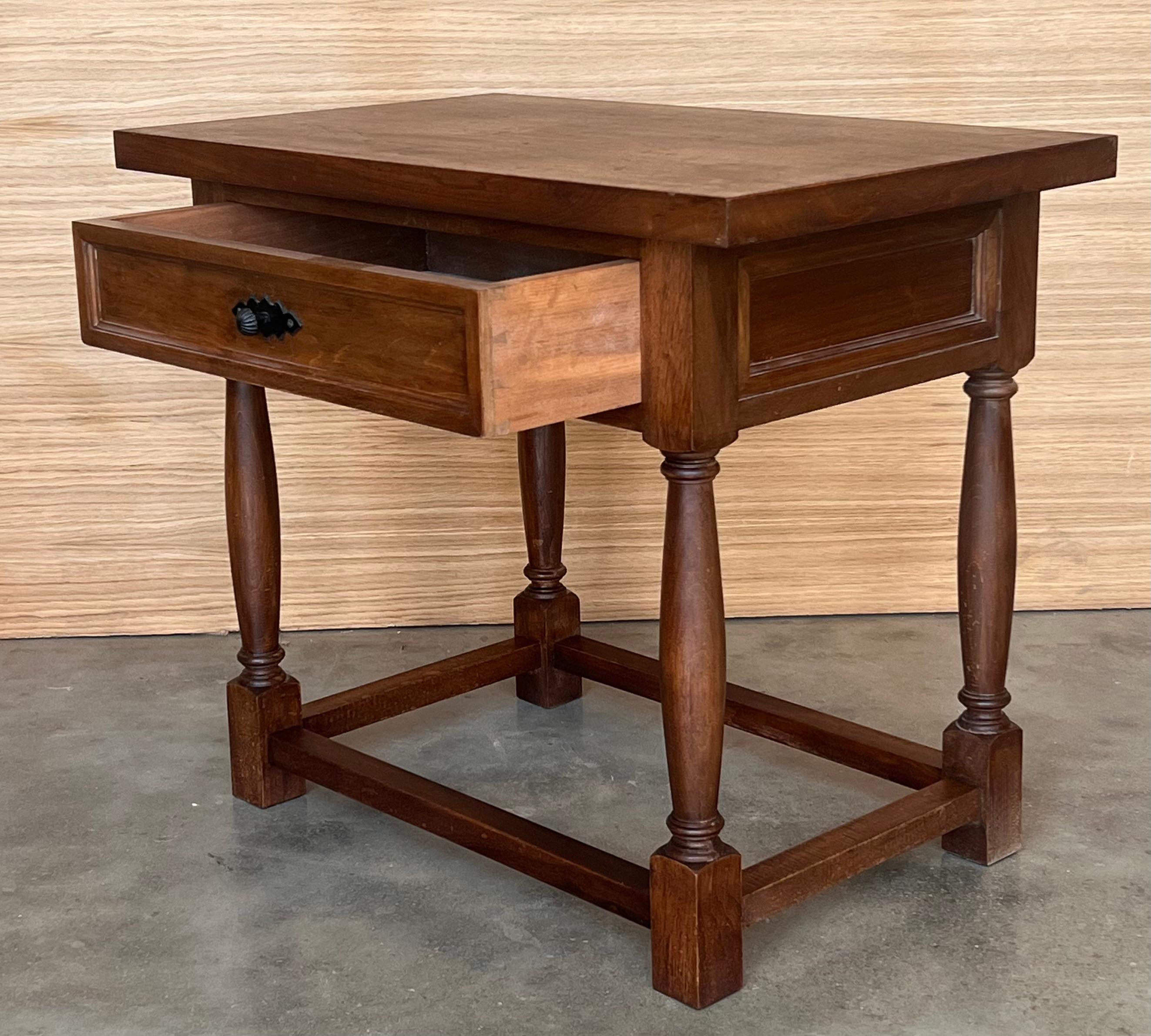 Pair of Brutalist Large Spanish Nightstands or Low Console Tables with Drawer 3