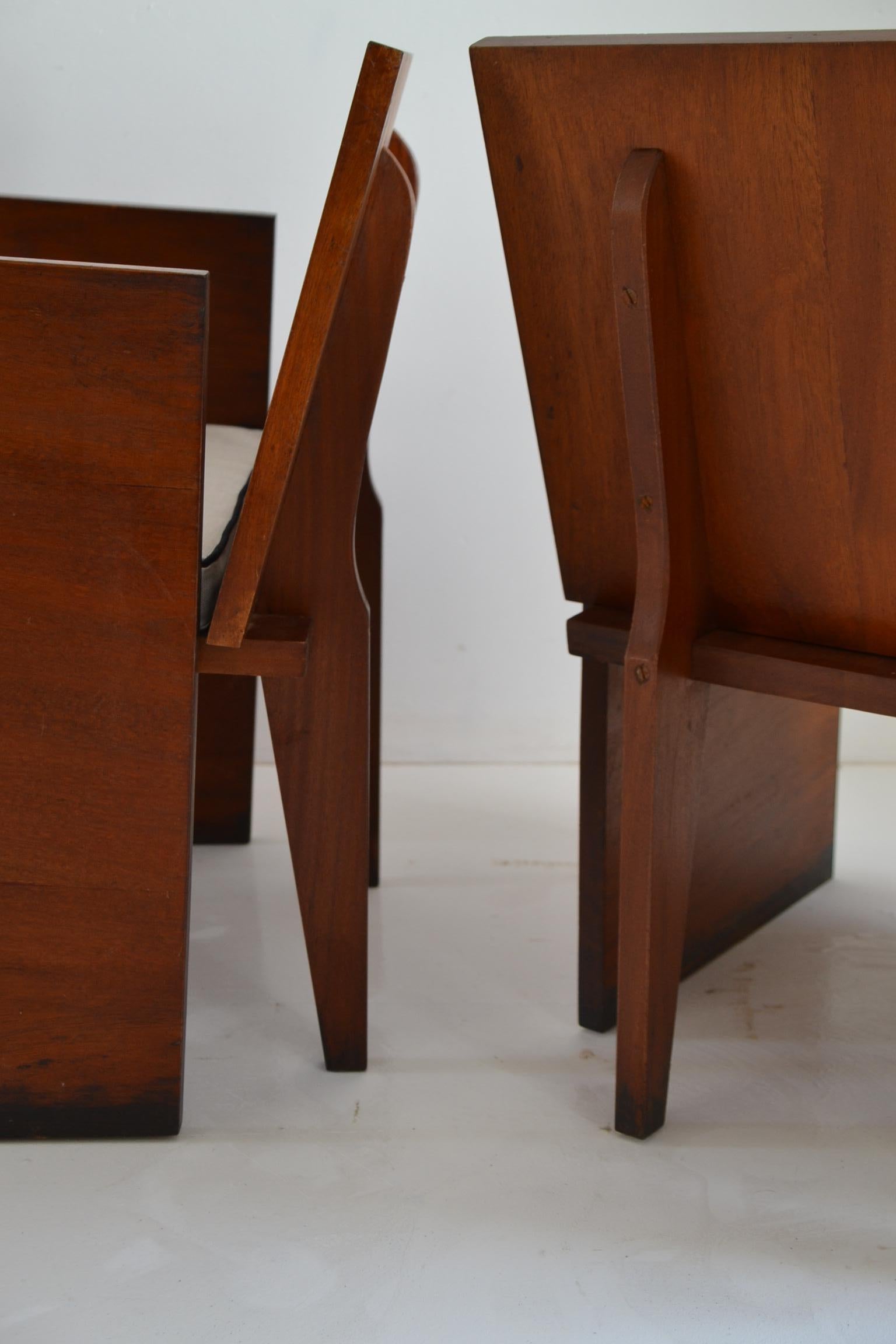 Pair of Brutalist Mahogany Chairs, Modernism 2