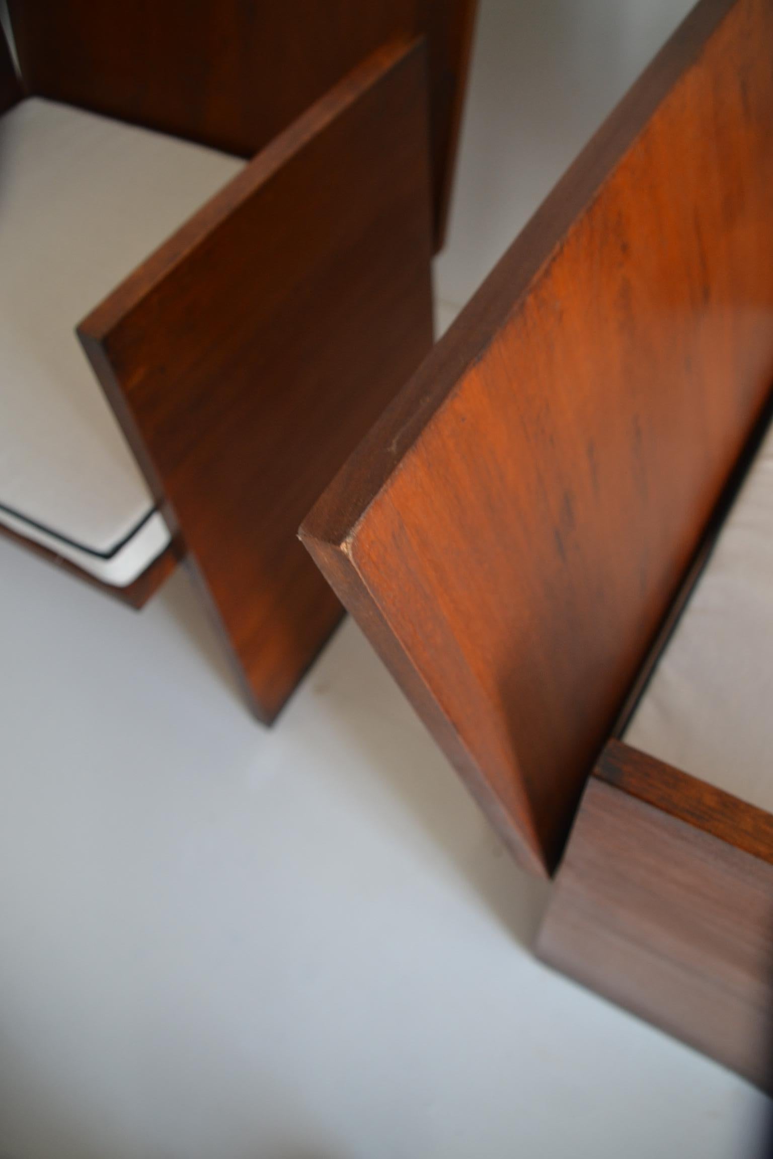 Pair of Brutalist Mahogany Chairs, Modernism 4