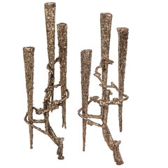 Pair of Brutalist Mid-Century Modern Candlesticks