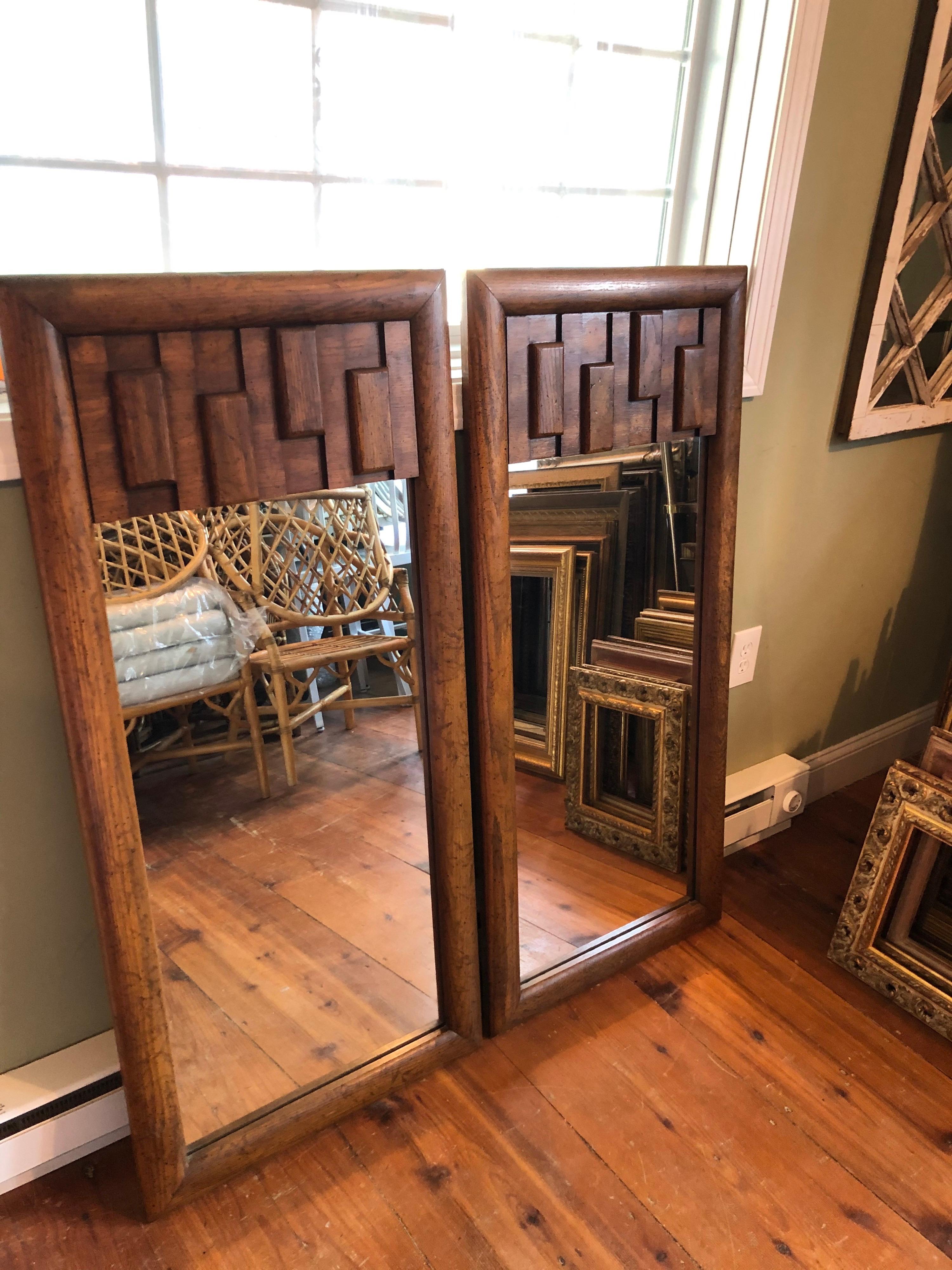 Pair of Brutalist Mid-Century Modern Mirrors In Good Condition In Redding, CT