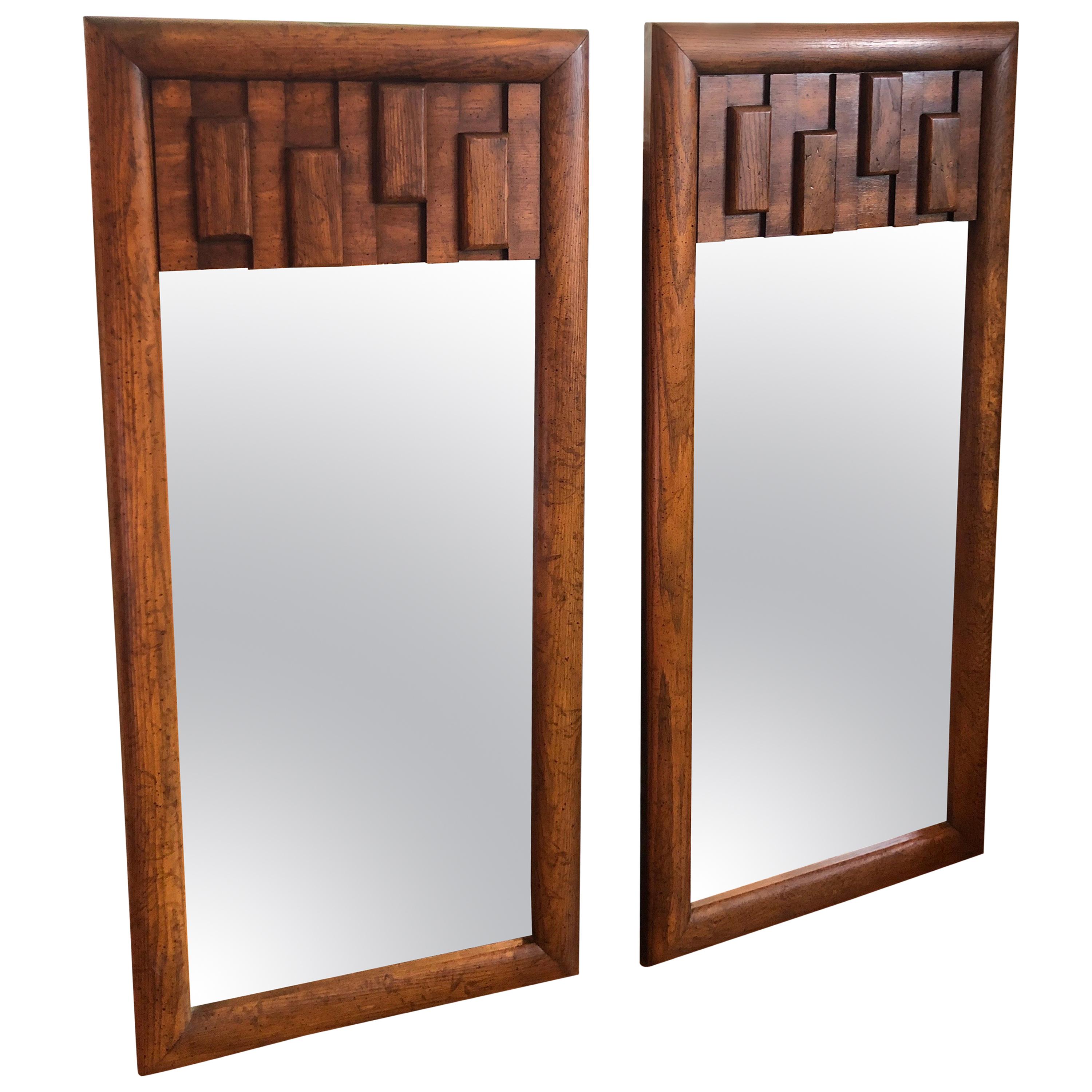 Pair of Brutalist Mid-Century Modern Mirrors