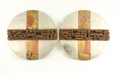 Pair of Brutalist Mixed Metal Wall Sculptures