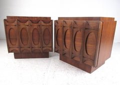 Pair of Brutalist Modern Walnut Nightstands