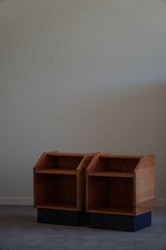 Pair of Brutalist Night Stands in Solid Pine, Danish Mid-Century Modern, 1970s