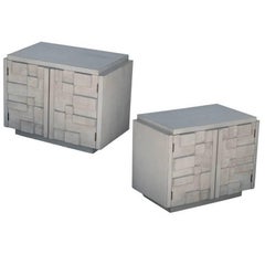 Pair of Brutalist Nightstands by Lane