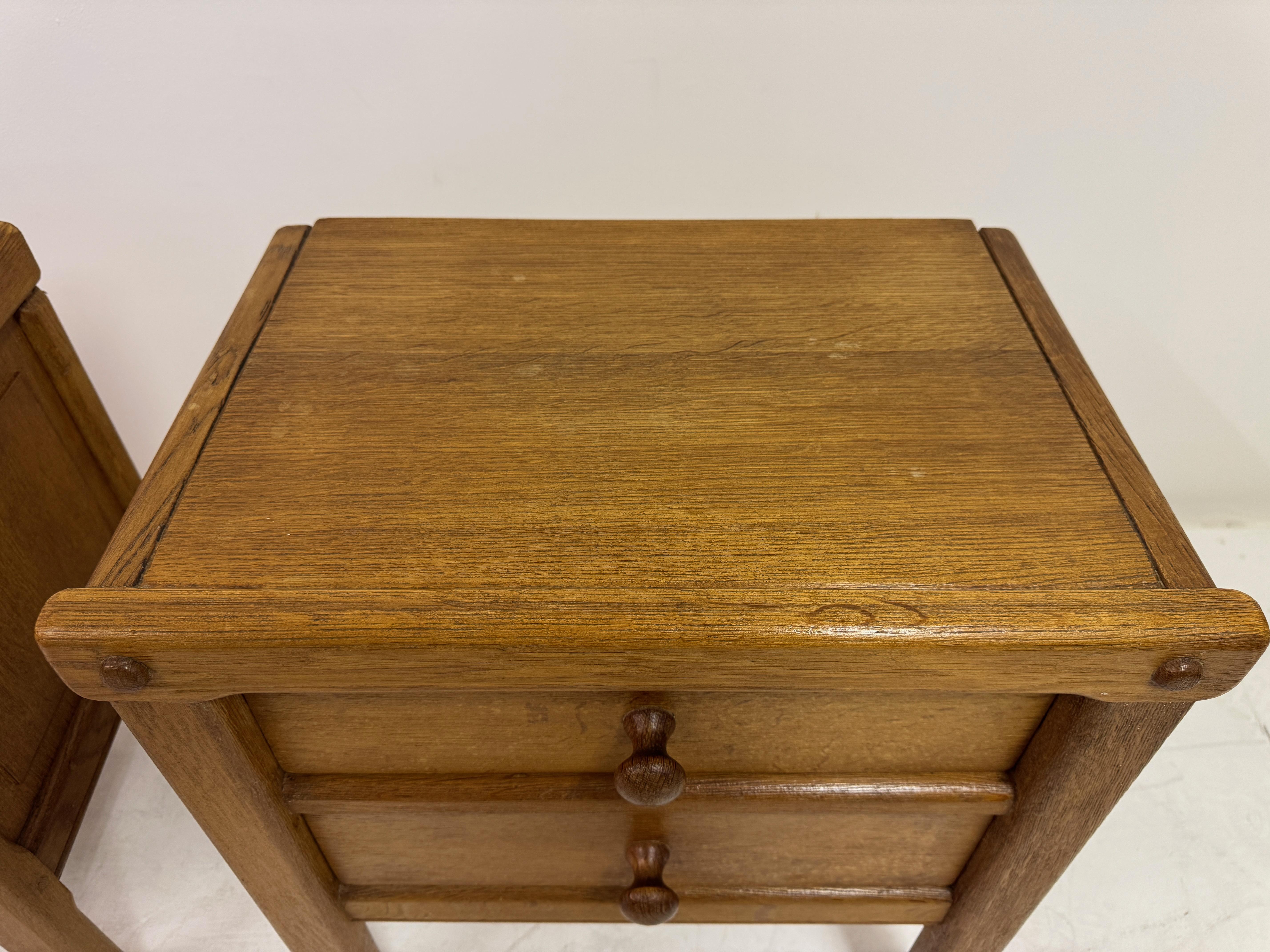 Quercia Coppia di comodini brutalisti in Oak, anni '60 in vendita