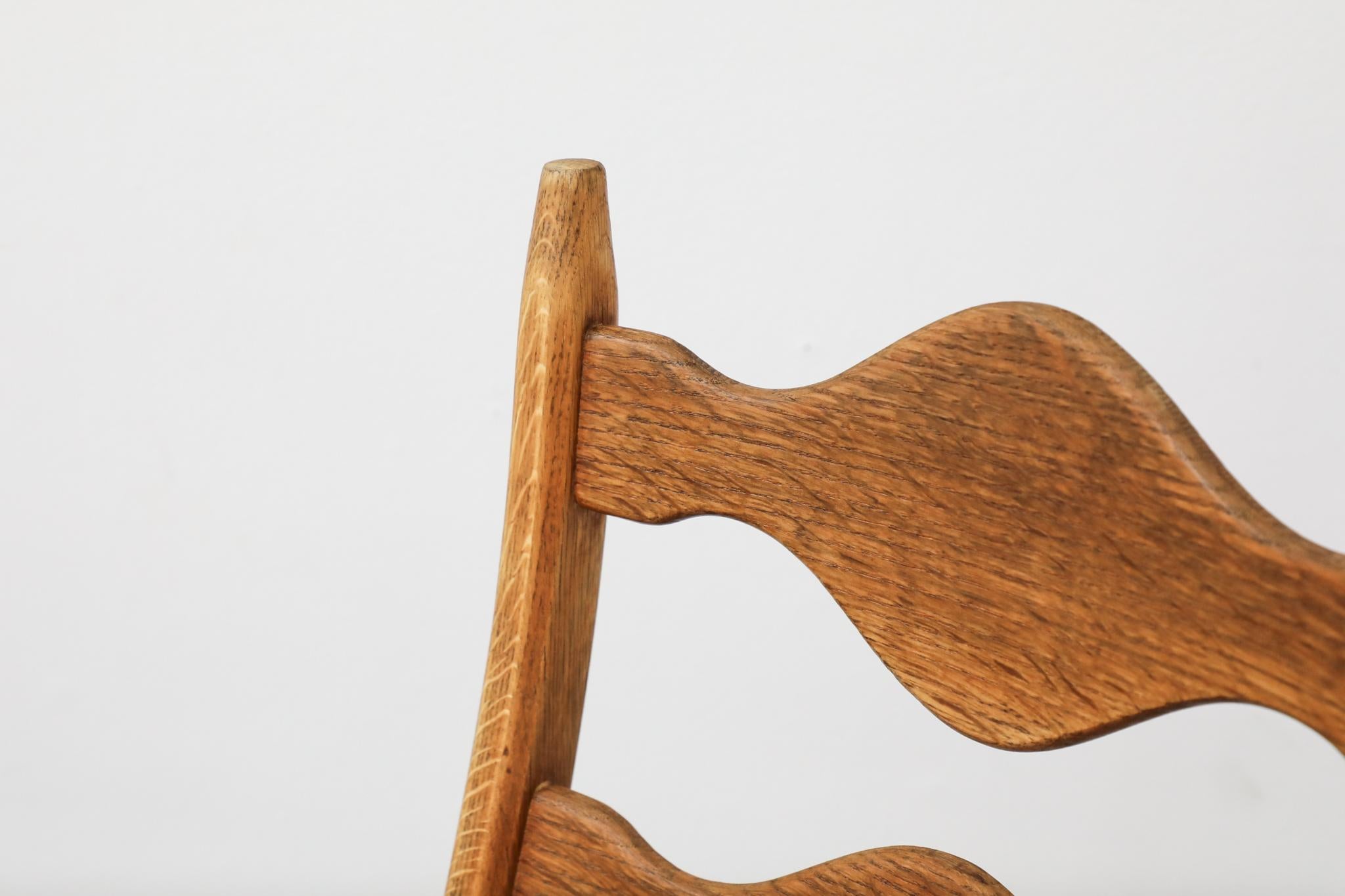 Pair of Brutalist Oak Decorative Back Dining Chairs by Henning Kjaernulf For Sale 5