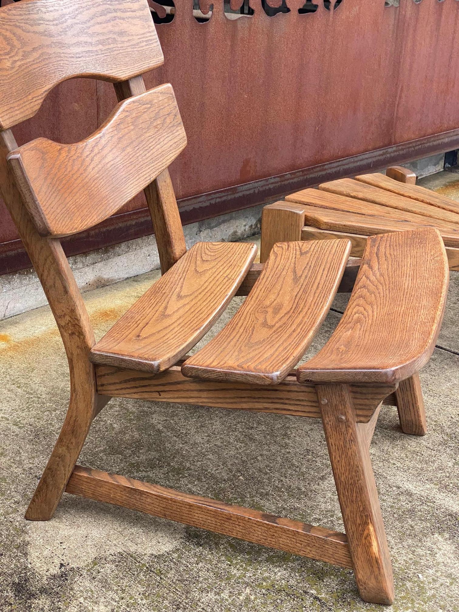 Pair of Brutalist Oak Fireside Chairs by Dittmann & Co for AWA, NL, 1970's 3