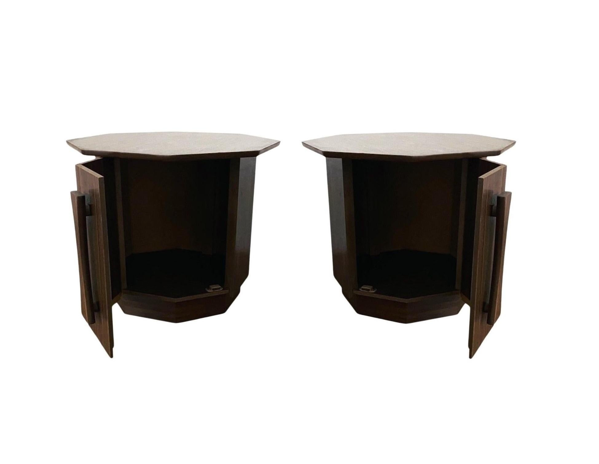 Laminated Pair of Brutalist Octagonal Cabinets / Bedside Tables, c. 1960's For Sale
