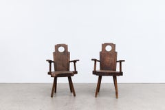 Pair of Brutalist Olavi Hanninen Style Arm Chairs