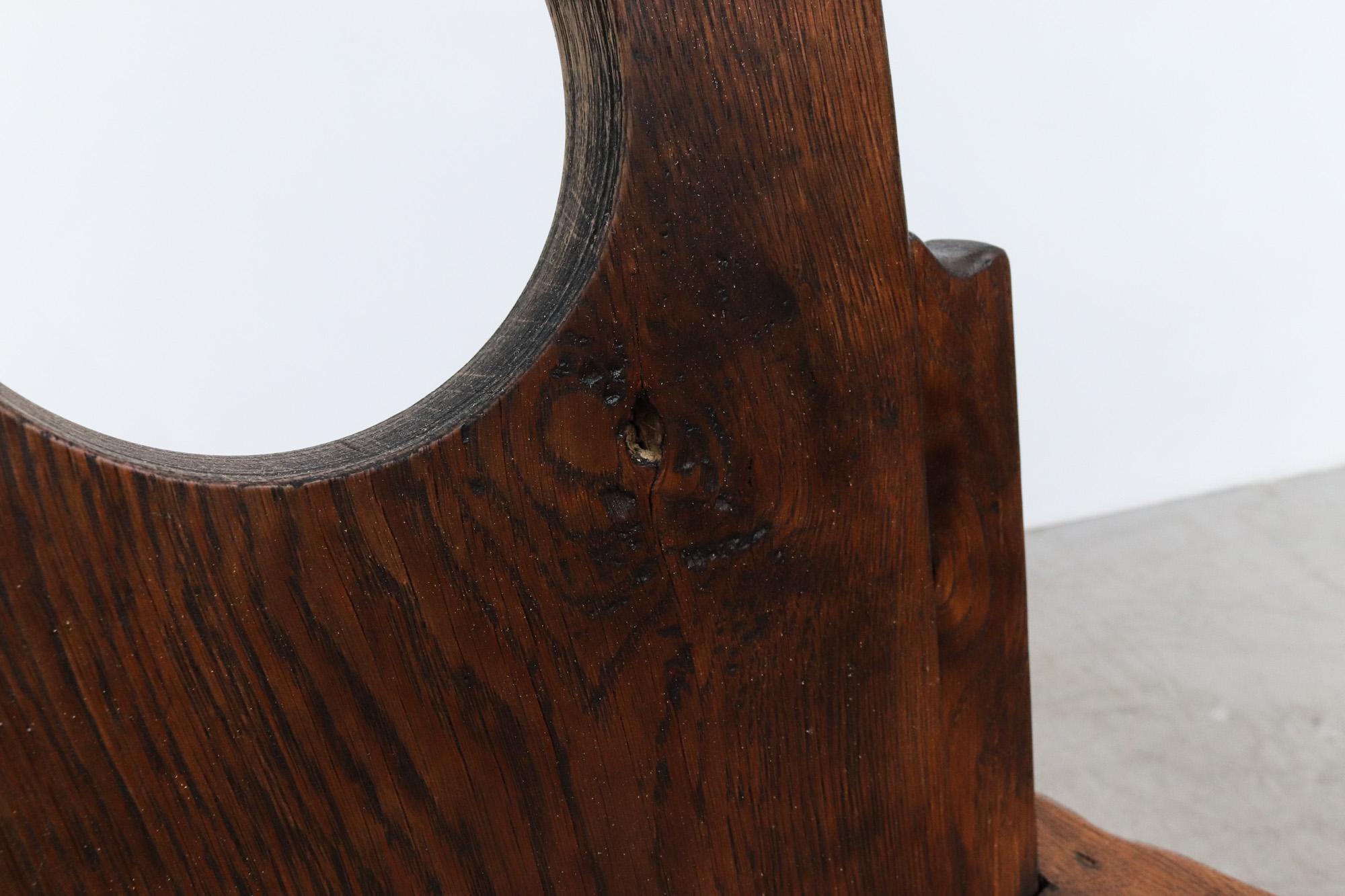 Wood Pair of Brutalist Olavi Hanninen Style Arm Chairs