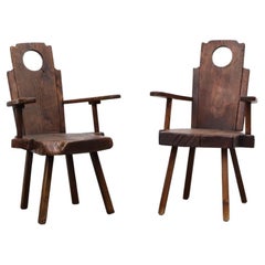 Pair of Brutalist Olavi Hanninen Style Arm Chairs