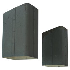 Pair of Brutalist Outdoor Copper Ceiling / Wall Lamps, Finland 1950s