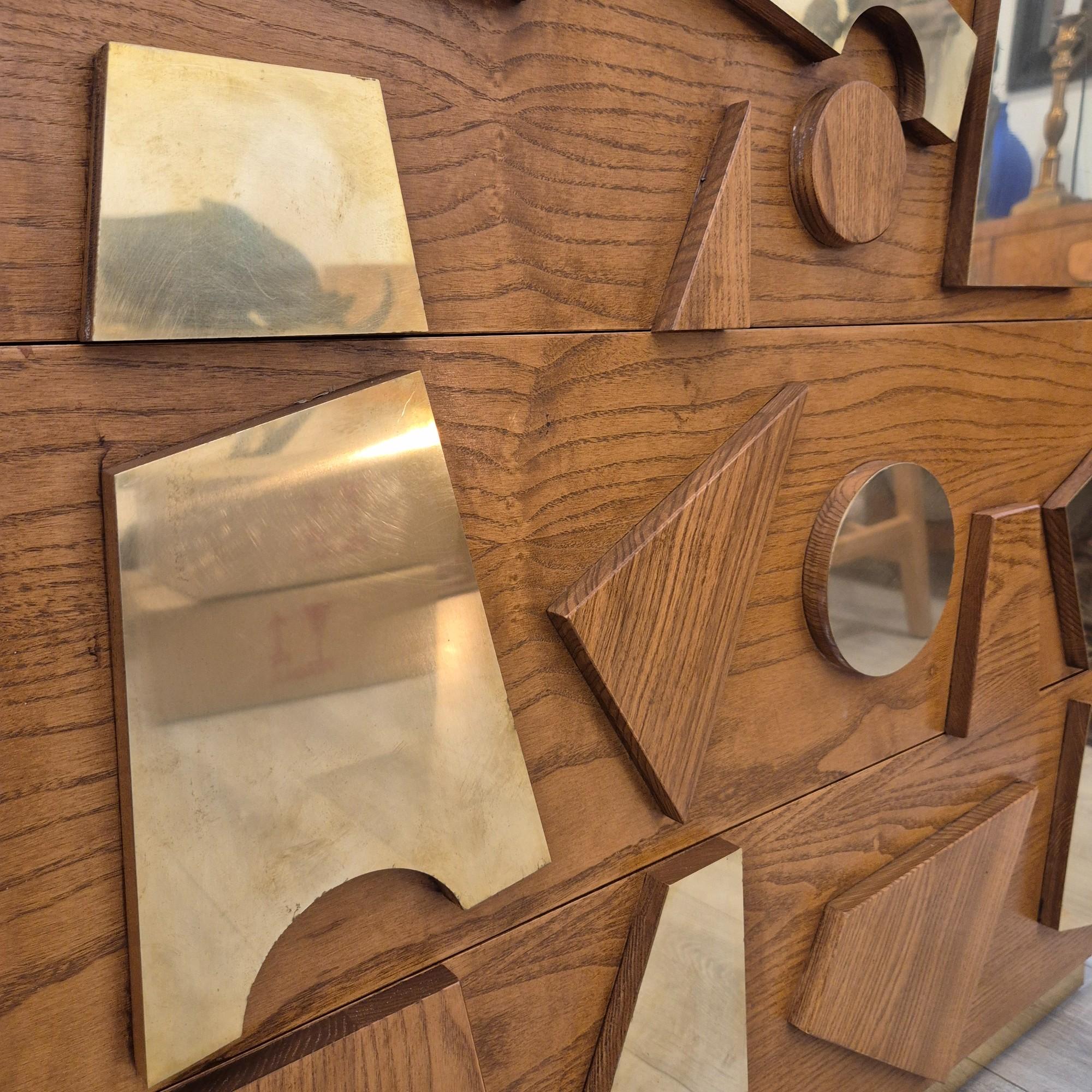 Pair of Brutalist Patchwork Dressers in the Style of Paul Evans, 20th Century For Sale 4
