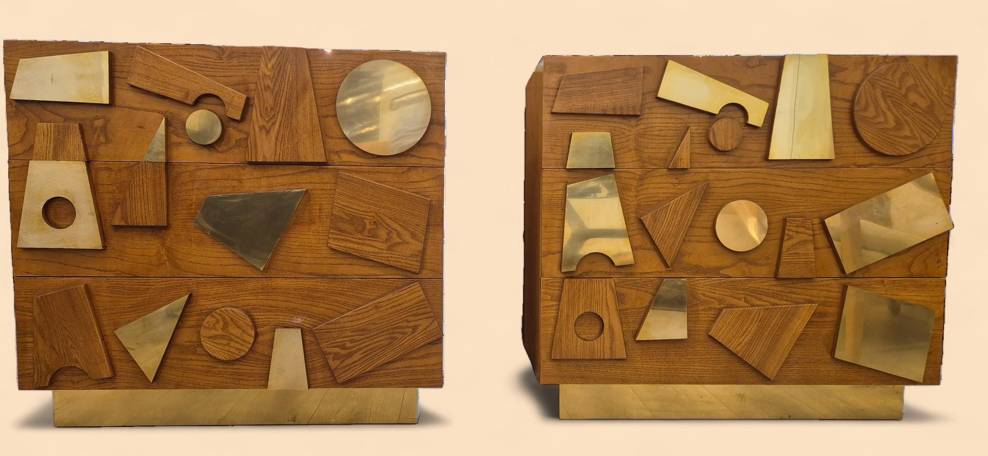 Pair of Brutalist Patchwork Dressers in the Style of Paul Evans, 20th Century For Sale 8