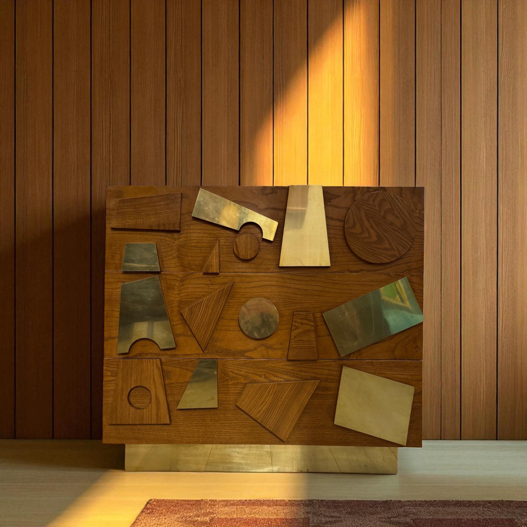 Pair of Brutalist Patchwork Dressers in the Style of Paul Evans, 20th Century For Sale 13