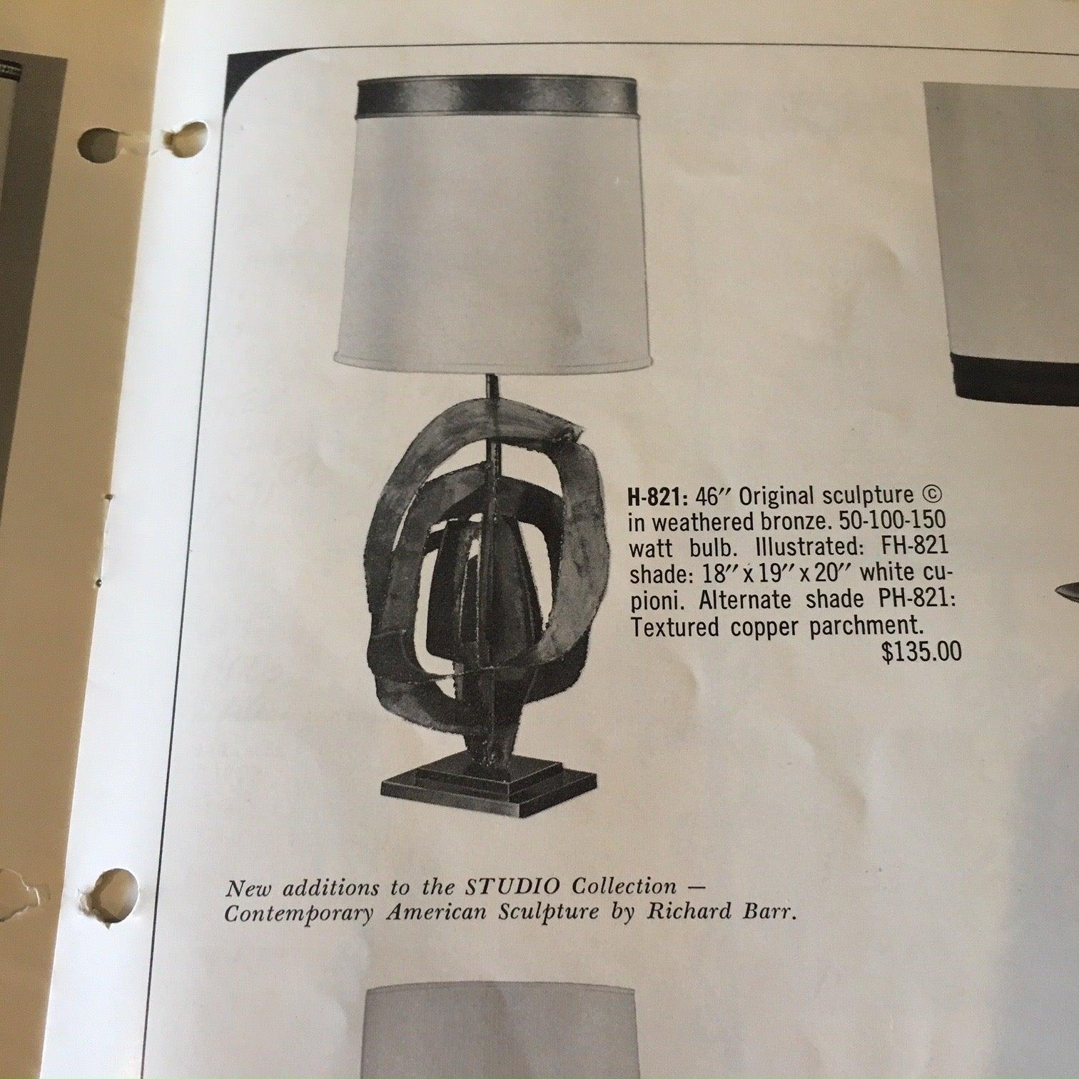 Mid-20th Century Pair of Brutalist Richard Barr Iron Table Lamps