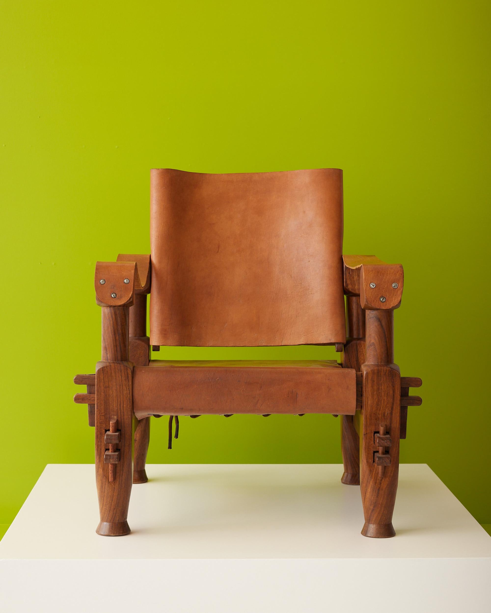 Pair of brutalist Safari armchairs For Sale 2