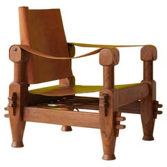 Vintage Pair of brutalist Safari armchairs