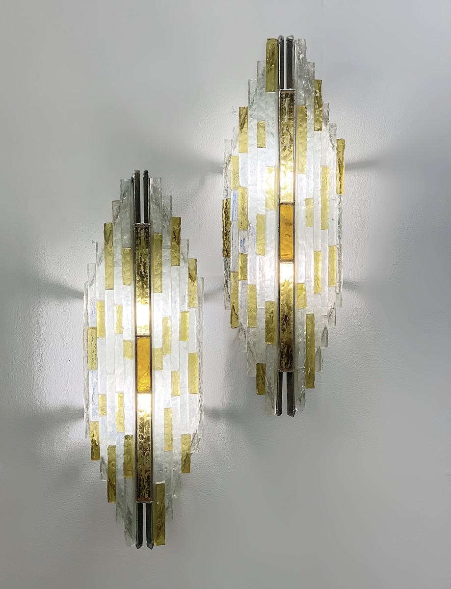Pair of Brutalist sconces by Albano Poli for Poliarte, 1970s.