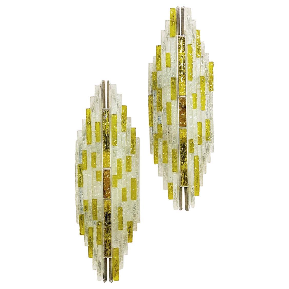 Pair of Brutalist Sconces by Albano Poli for Poliarte, 1970s