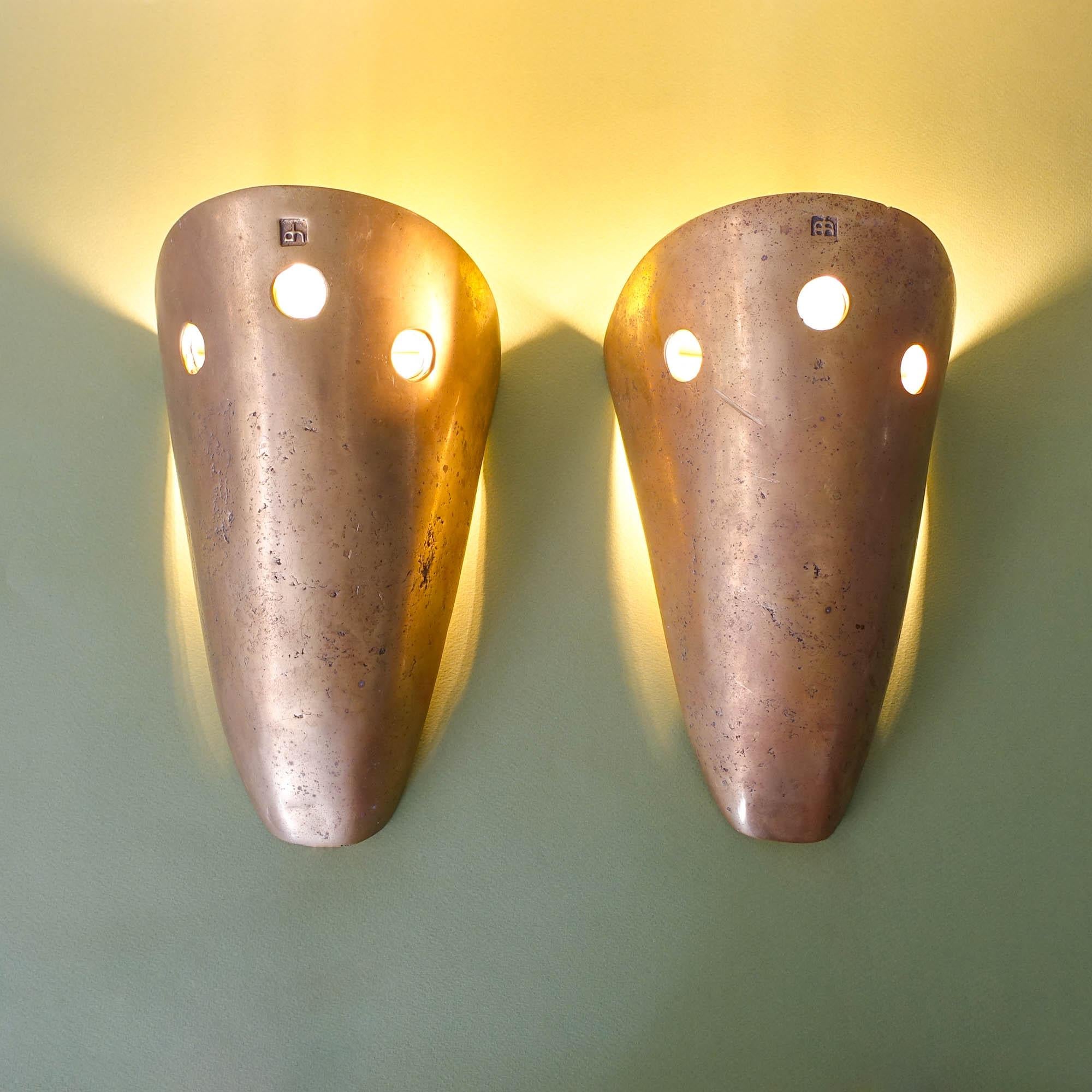 Spanish Pair of Brutalist Sconces by David Marshall, 1980's