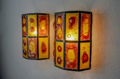 Pair of brutalist sconces by Felipe Derflingher for Feders, blown glass, 1960