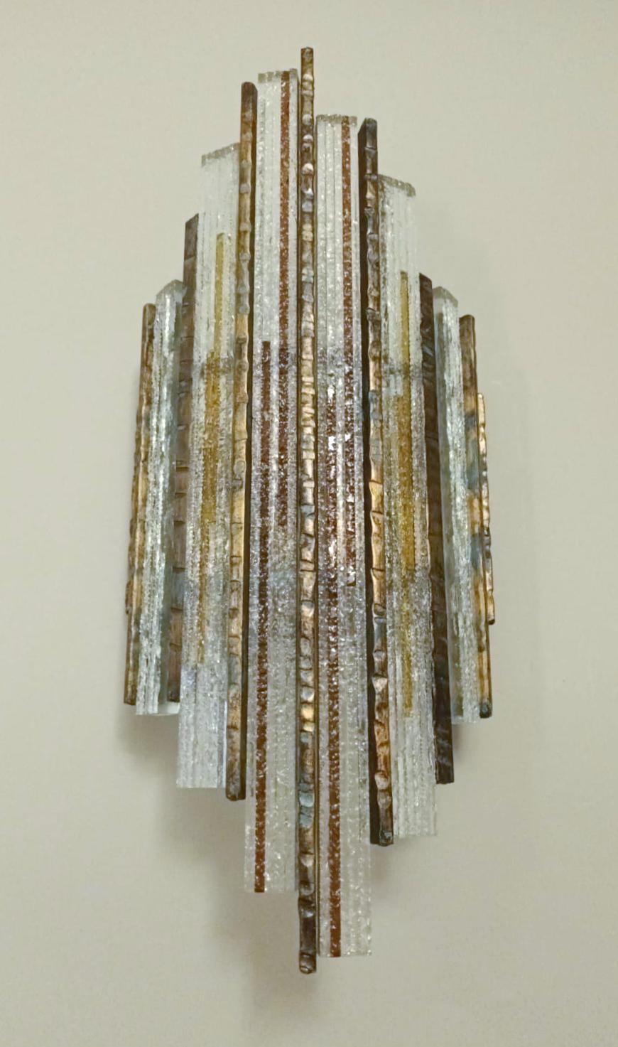 Pair of Brutalist Sconces by Marino Poccetti In Good Condition For Sale In Los Angeles, CA