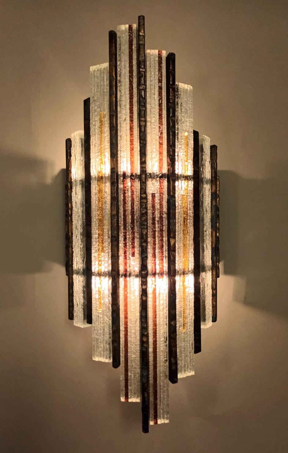 20th Century Pair of Brutalist Sconces by Marino Poccetti For Sale