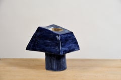Pair of Brutalist Sculptural French Studio Ceramic Lamps