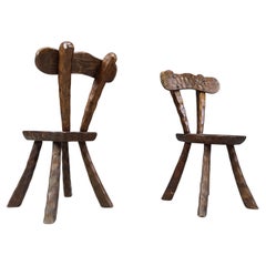 Pair of brutalist side chairs, 1960s