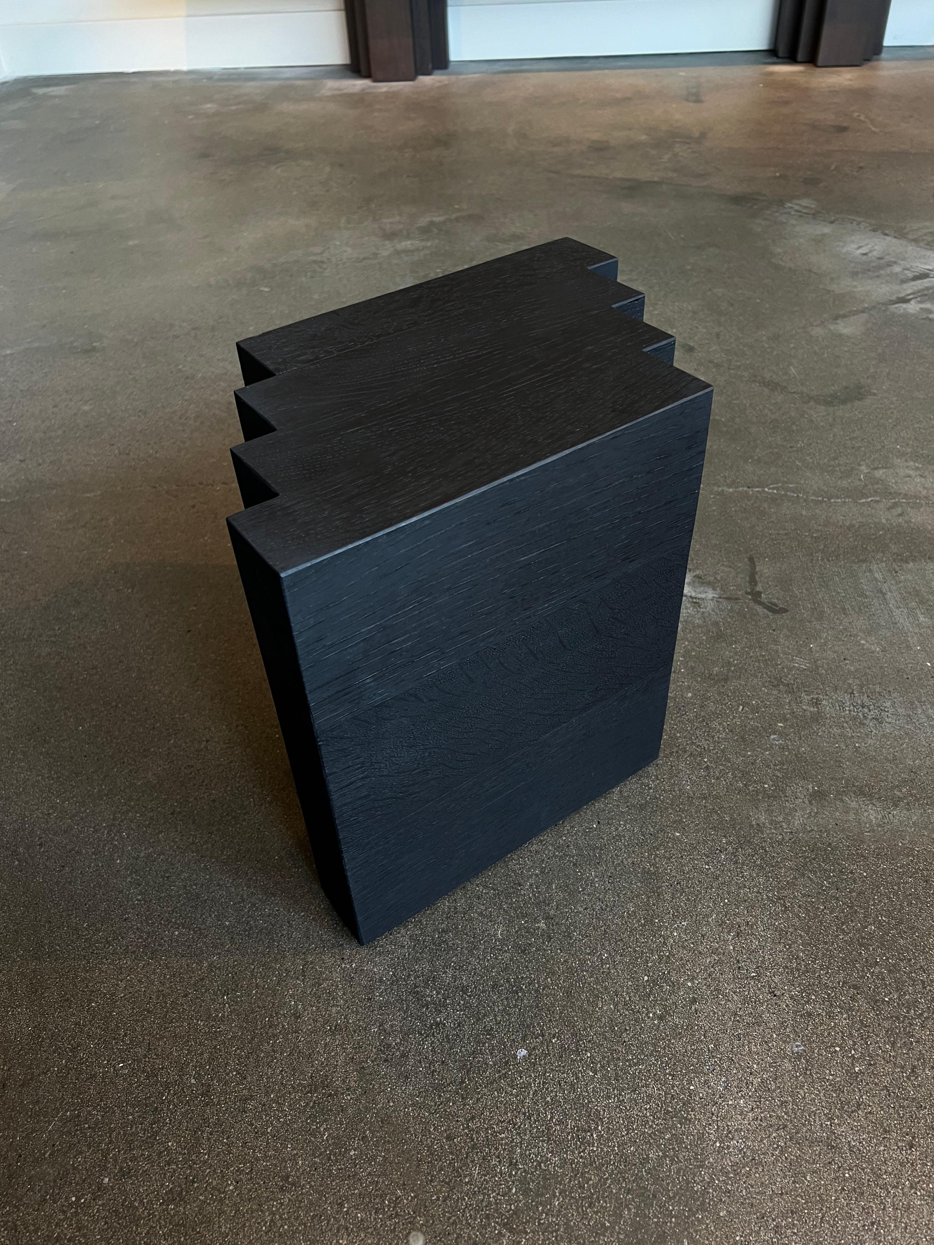 Pair of Brutalist Side Tables in Black Solid Oak - Cadence by Mokko For Sale 4