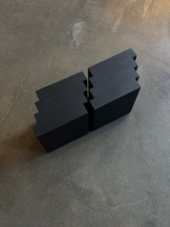 Pair of Brutalist Side Tables in Black Solid Oak - Cadence by Mokko