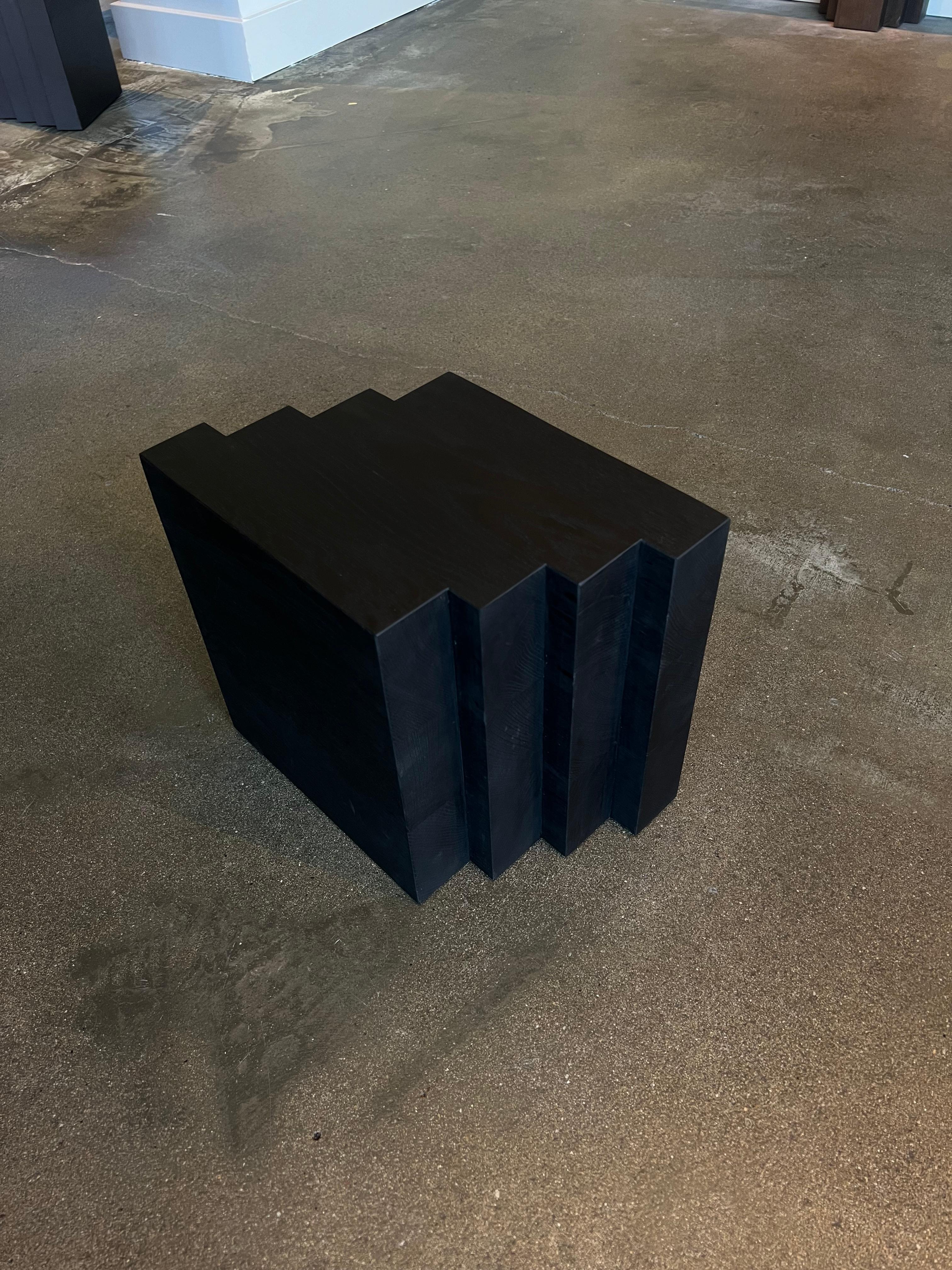 Pair of Brutalist Side Tables in Black Solid Oak - Cadence by Mokko In Excellent Condition For Sale In Amsterdam, NL