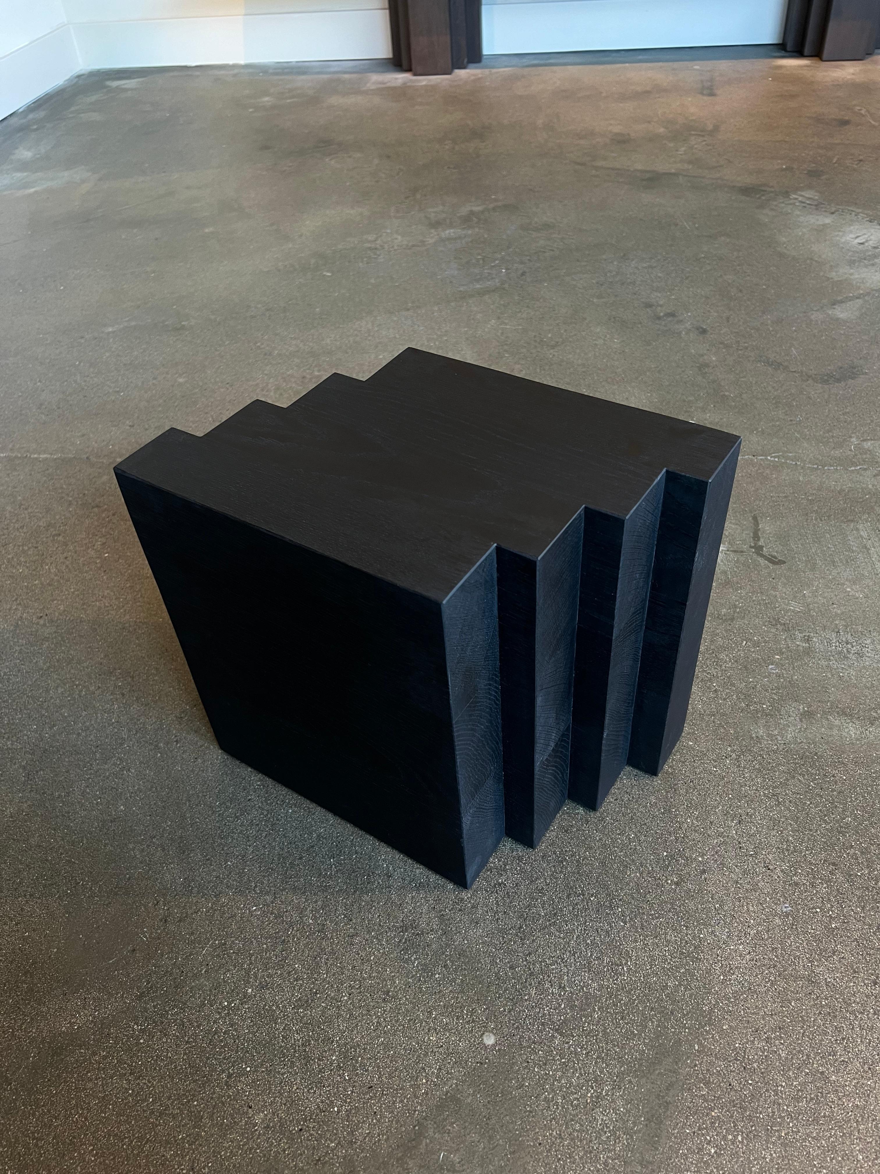 Pair of Brutalist Side Tables in Black Solid Oak - Cadence by Mokko For Sale 1