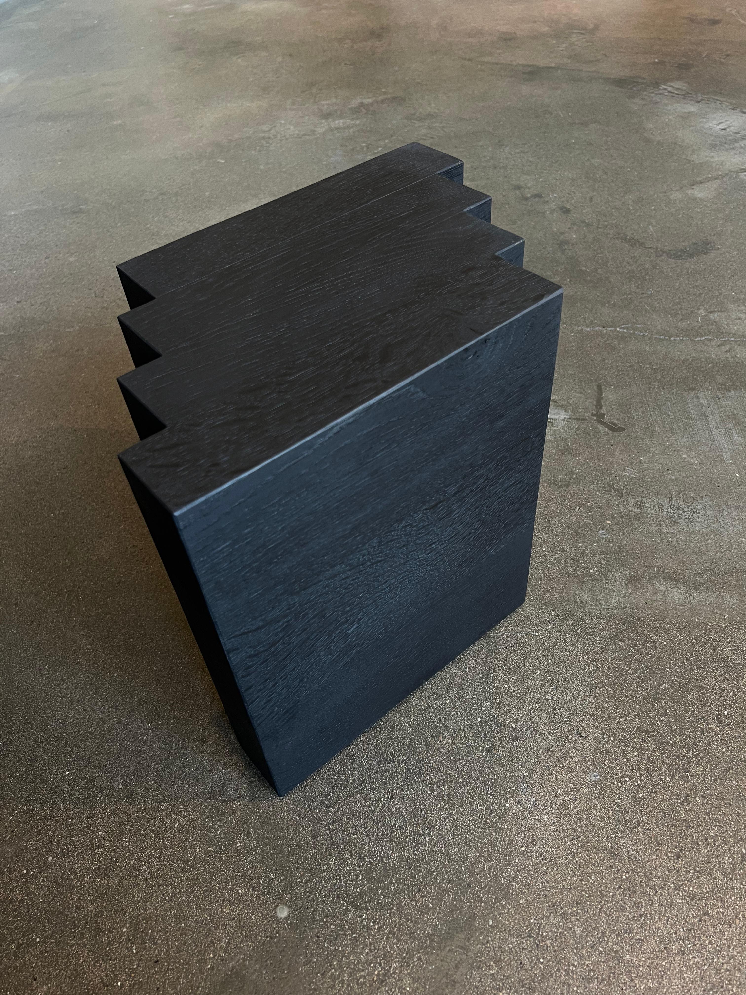 Pair of Brutalist Side Tables in Black Solid Oak - Cadence by Mokko For Sale 2