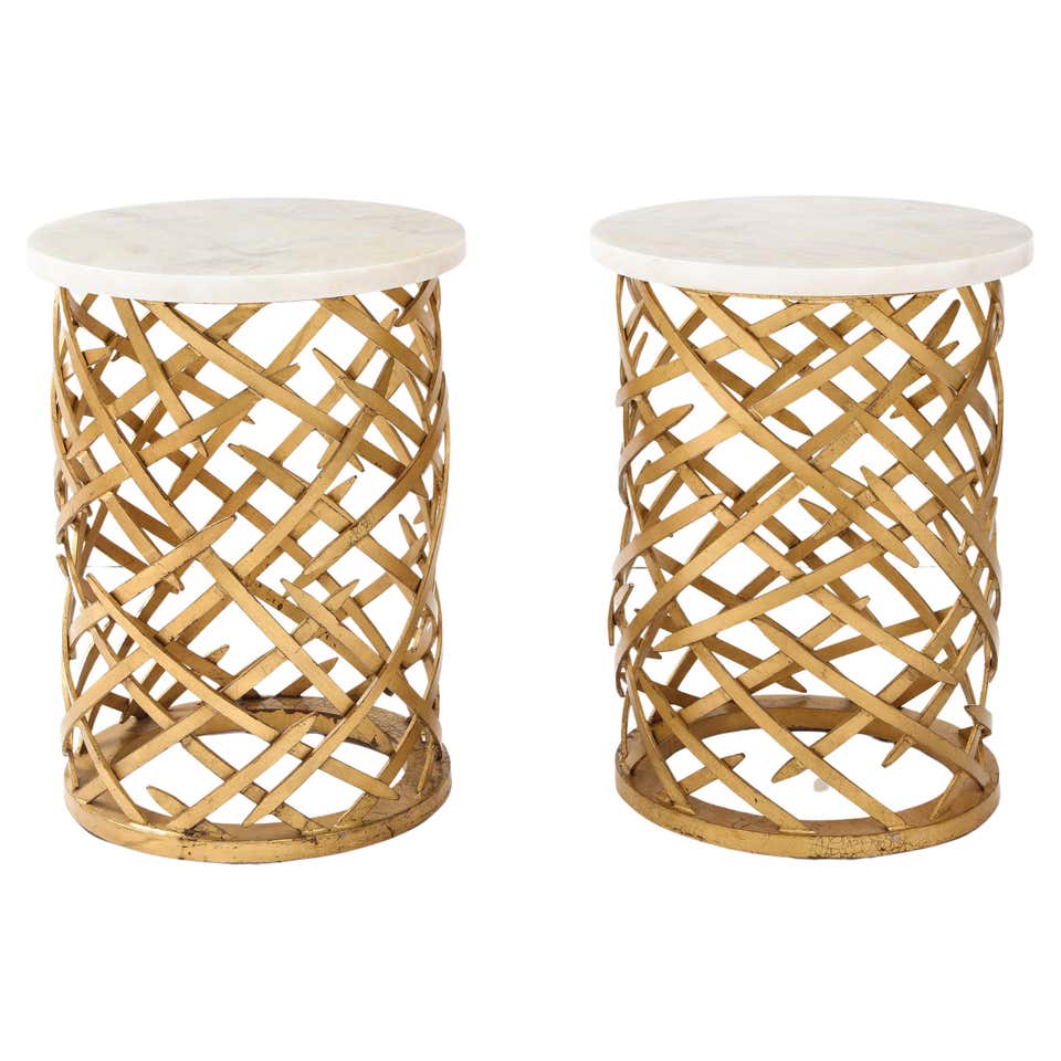 Beautiful Pair of Abalone Shell Side Tables For Sale at 1stDibs